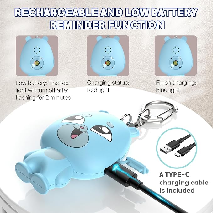 Rechargeable Personal Alarm for Women – 130dB Loud Emergency Alarm Keychain with Strobe Light, Self-Defense Safety Alarm with Low Battery Alert for Women, Kids & Seniors - Image 4