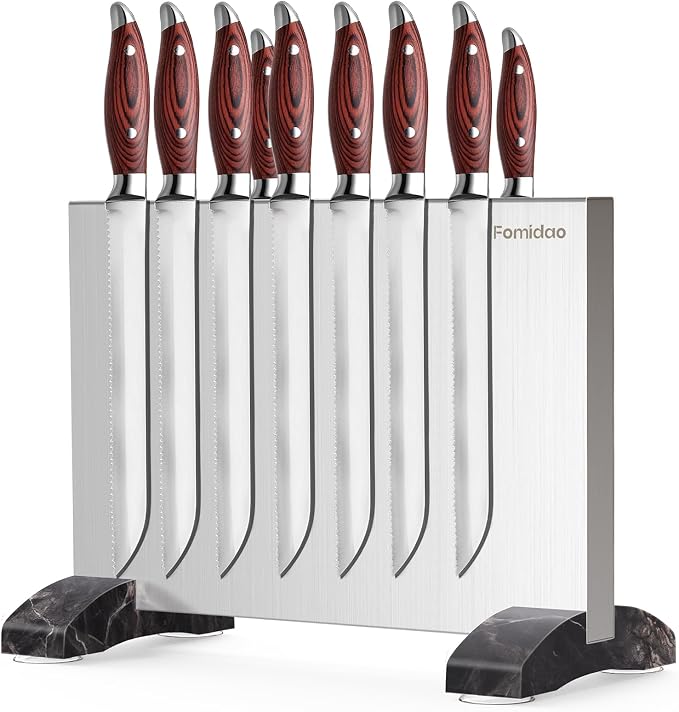Magnetic Knife Block,Stainless Steel Magnetic Knife Holder Stand for Kitchen Counter,Strong Double Sided Magnet Knife Storage Rack by fomidao