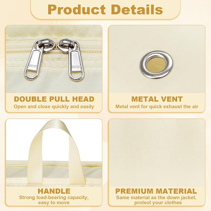 Packing Cubes for Travel Packing Organizers Compression Travel Cubes, Beige | Compression Packing Cubes Luggage Suitcase Organizer Bags Compression Bags for Travel Accessories - Image 4