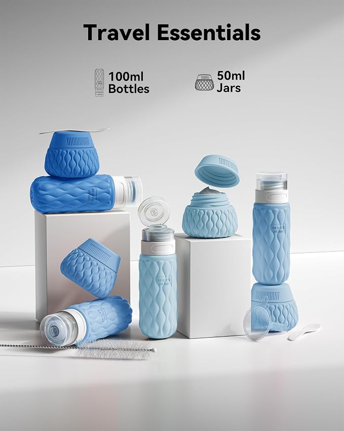 Travel Bottles for Toiletries Silicone Travel Size Containers 3.4oz 1.7oz | Travel Essentials TSA Approved Leakproof Refillable Squeeze Bottles with Labels/Clear Bag for Shampoo, Conditioner, Creams - Image 2