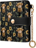 Sunflower Fluffy Cow Women's Wallets RFID Blocking,Credit Card Holder Bifold Wallet,Slim Card Cases,PU Leather Travel Wallet for men Girls by visesunny