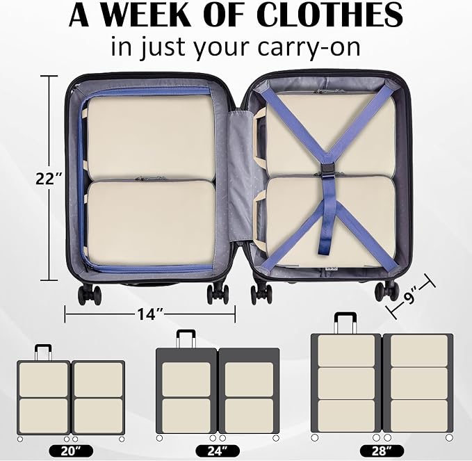 Compression Packing Cubes for Travel Suitcase Organizer Bags, Beige, L | Expandable Travel Cubes for Packing Luggage Organizer Bags Compression Bags for Travel Essentials - Image 5