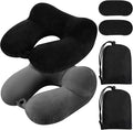 Sintuff 2 Pack Inflatable Travel Pillow for Airplanes Inflatable Neck Flight Pillows with Compact Bag and Blindfold for Traveling, Airplane, Train, Car, Office(Black and Dark Gray) by Sintuff