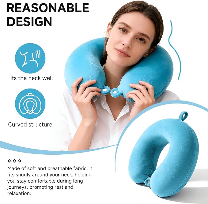 2 Packs Travel Neck Pillow Cover, Reusable U Shaped Washable Cover (Blue) - Image 5