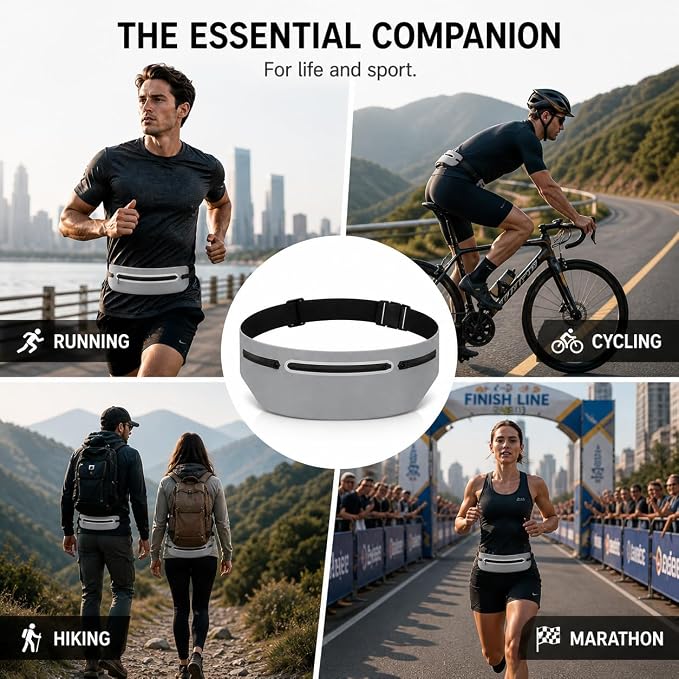 Slim No-Bounce Running Belt - Waterproof Exercise Waist Pack for Marathons, Hiking & Dog Walking - Hidden Travel Money Belt for Phones - Image 6