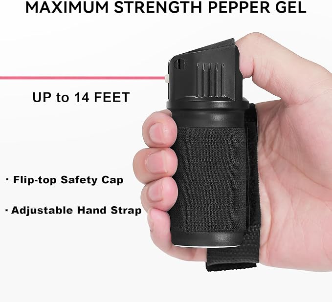 3-in-1 Personal Security Set – 130dB Personal Safety Alarm, Door Handle Alarm & LED Flashlight, Maximum Strength Pepper Spray Gel, Flip-Top Safety Cap, Adjustable Hand Strap for Runners - Image 2