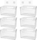 6Pcs Storage Organizer Bins Wall Mounted Organizer Basket Large Size Clear Plastic Makeup Organizer Adhesive Hanging Bin for Bathroom Kitchen Pantry by DANHMAO