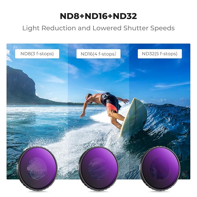 K&F CONCEPT ND PL Filter Kit Compatible with DJI Osmo Action 5 Pro/Action 4 | 4Pack CPL ND8 ND16 ND32 Screw On Polarizing Neutral Density Filter, HD Optical Glass/Multi-Coated/Metal Frame FD131 - Image 4