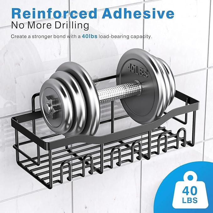 EUDELE 5-Pack Rustproof Stainless Steel Shower Caddy Set– No Drill Adhesive Bathroom Organizer, Space-Saving Shower Shelves for Apartment Essentials, Bathroom/Kitchen Storage Home Decor-L Size - Image 5