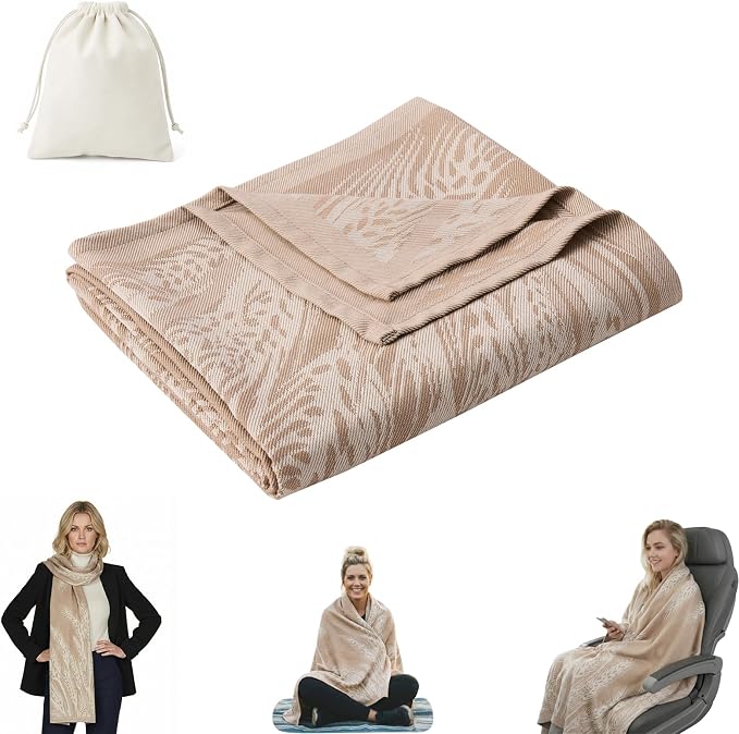 Travel Blanket Airplane - Ultra Soft & Lightweight Knit Design Compact Airplane Blanket,53x72 Inch,Stylish Travel Shawl Wraps for Flights,Office,Home Use,Travel Essentials & Gifts by ECONVCE