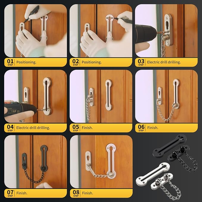 Screen Door Latch – Heavy Duty 304 Stainless Steel Apartment Security Lock, French Door Lock, Storm Door Latch, Child Proof & Anti-Break-in Protection (Silver) - Image 7