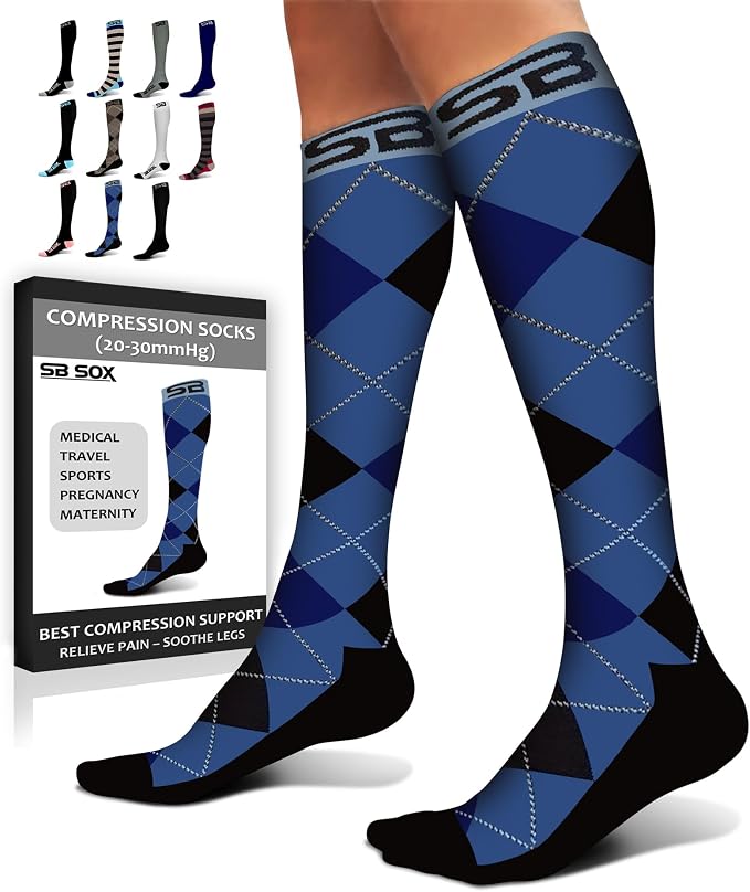 SB SOX Compression Socks for Men & Women (20-30mmHg) | Best Quality Compression Socks for Flying, Medical, Sports, Wide Calf Fit, Pregnancy, and Daily Wear. Trusted since 2016. by SBSOX