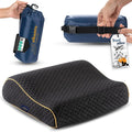 alkamto Travel & Camping Comfortable Memory Foam Pillow – Easy to Carry Portable Bag – Temperature Regulating Pillow Case (Black Contour) by Alkamto