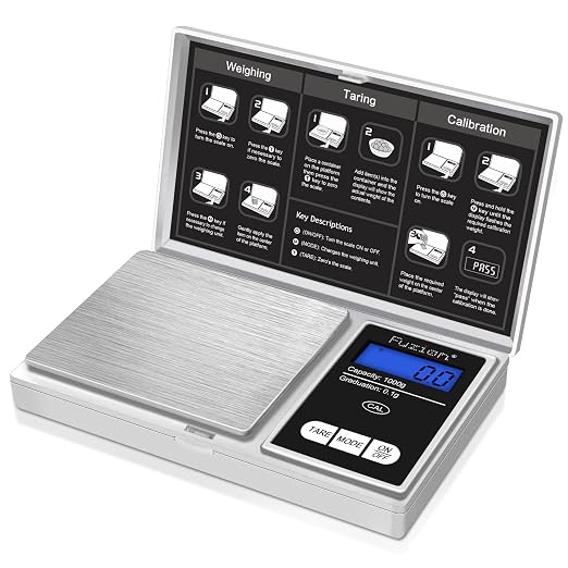 Fuzion Pocket Gram Scale - 1000g/0.1g Digital Mini Travel Food Scale | Easy of Use, LCD Display, Tare Function, 6 Modes Ounces Grains, Batteries Included by Fuzion%C2%AE