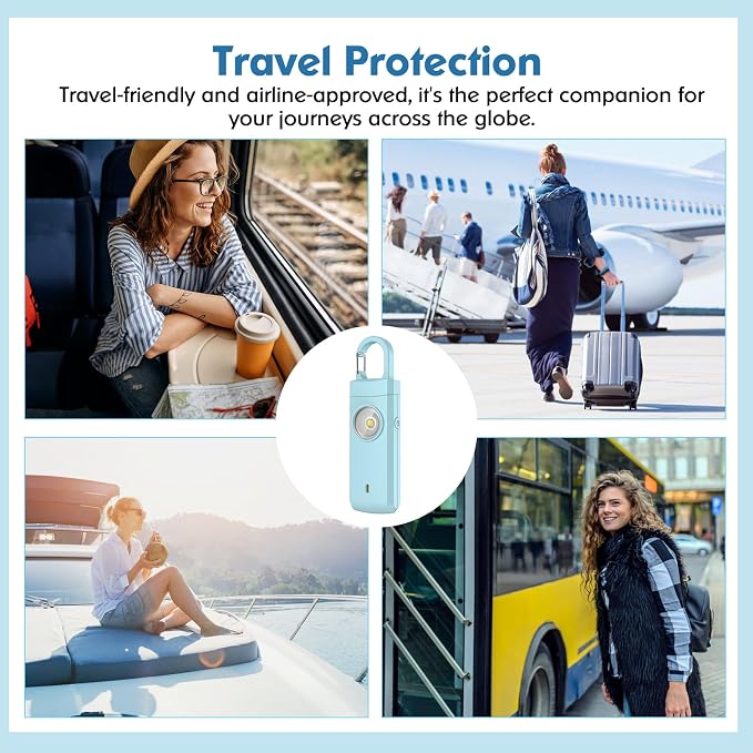 Rechargeable Personal Alarm for Women, College Dorm Essentials | 130dB Keychain Alarm with Flashlight, Safety Gifts for Teen Girl, Daughter, Student, Birthday Gift Stocking Stuffers, Aqua - Image 5