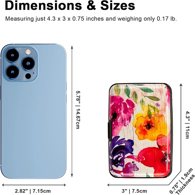Credit Card Holder, Metal Card Wallet RFID Blocking Mini Slim Aluminum Business Hard Card Case for Women Men (A Watercolor Flowers) - Image 5