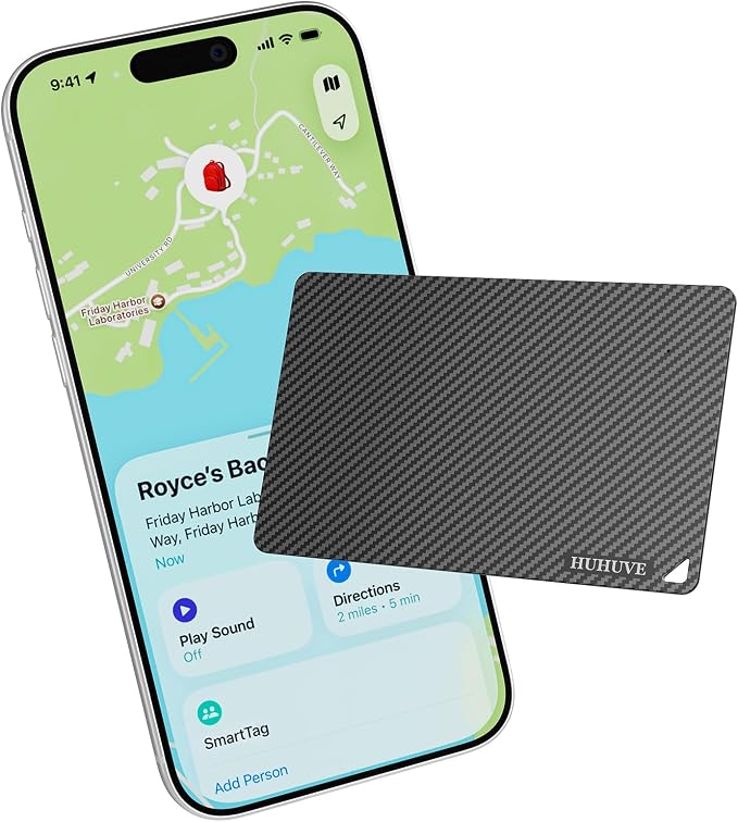 2026 [MFi Certified] Credit Card Wallet Tracker PRO (iOS Only) in Works with Find My GPS Tracking Card IP69 Slim Passport Item Finder, 6-10 Battery Life by Unknown