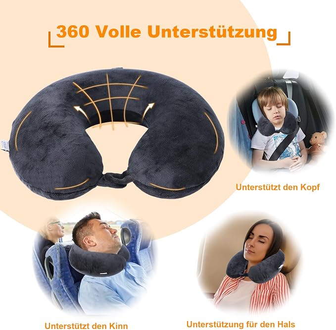 Travel Pillow,100% Pure Memory Foam U Shaped Neck Pillow,Super Lightweight Portable Headrest Great for Airplane, Car,Home,Office,Sleeping Rest (Black) - Image 3
