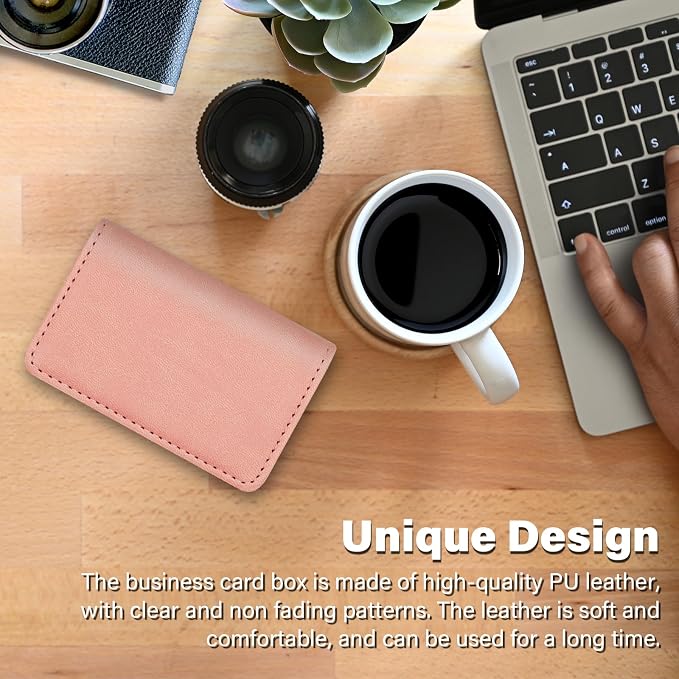 RFID Blocking Wallet - Minimalist Leather Business Credit Card Holder (Orange Pink) - Image 6