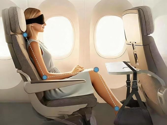 Portable Ultimate Comfort Set for Plane Sleep Kit at Plane Inflatable Travel Pillows Foot Rest Hammock Eye Mask Ear Plugs for Airplane Essentials for Seat Airplane Gadgets for Sleep Comfort (F) - Image 2