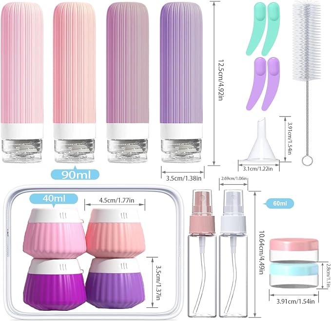 18Pack Travel Bottles for Toiletries TSA Approved Silicone Travel Containers for Toiletries, Leak Proof Refillable Liqus Shampoo And Conditioner travel Essentials toiletry Bottles (BPA Free) - Image 2