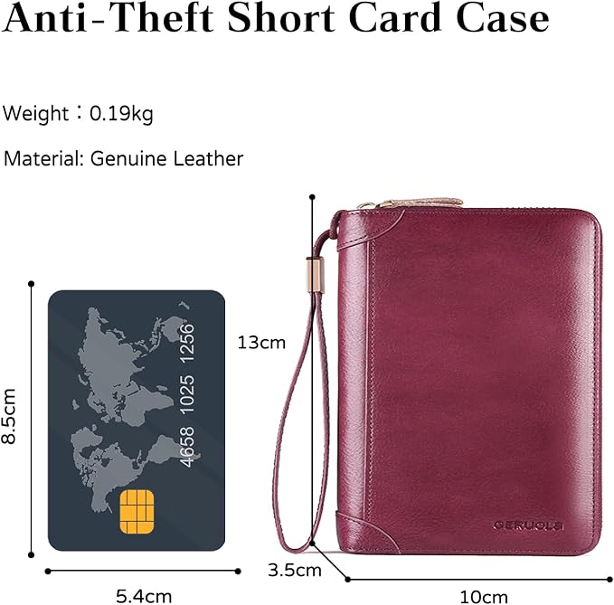 Card Bag Cowhide Wallet Men Coin Purse RFID Blocking Card Case Portable Card Holder Coin Bag Pouch with 12/20/30/45 Card Slots Purple C - Image 3