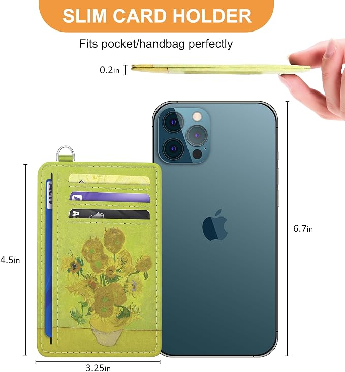 SEAVILIA Small Credit Card Holder for Women, Slim RFID Blocking Wallet | Cute Mini ID Card Case, Thin Minimalist Pocket Wallet, Gift for Girls, Sunflower - Image 6