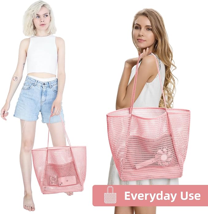 KALIDI Beach Mesh Tote Bag, Casual MAX 23L Summer Foldable Hobo Bag Women | Sandproof Widen Strap Large Shoulder Bag For Lake Pool Vacation Travel Picnic Grocery Market Shopping Carrier - Image 7