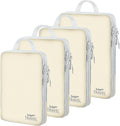 4 Set Compression Packing Cubes, Suitcase Organizer, Lightweight Travel Essentials, Compression Bags For Travel Accessories Luggage Storage Set (4 Pcs, Beige) by Unknown