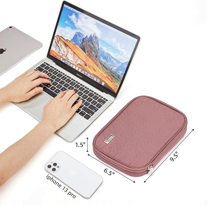 NISHEL Travel Cord Organizer, Electronic Cable Accessories Storage Bag | Bag for chargers, cables, phones, hard drives, USB devices and SD cards, ideal for travel and daily use, Rosewood-Pink - Image 6