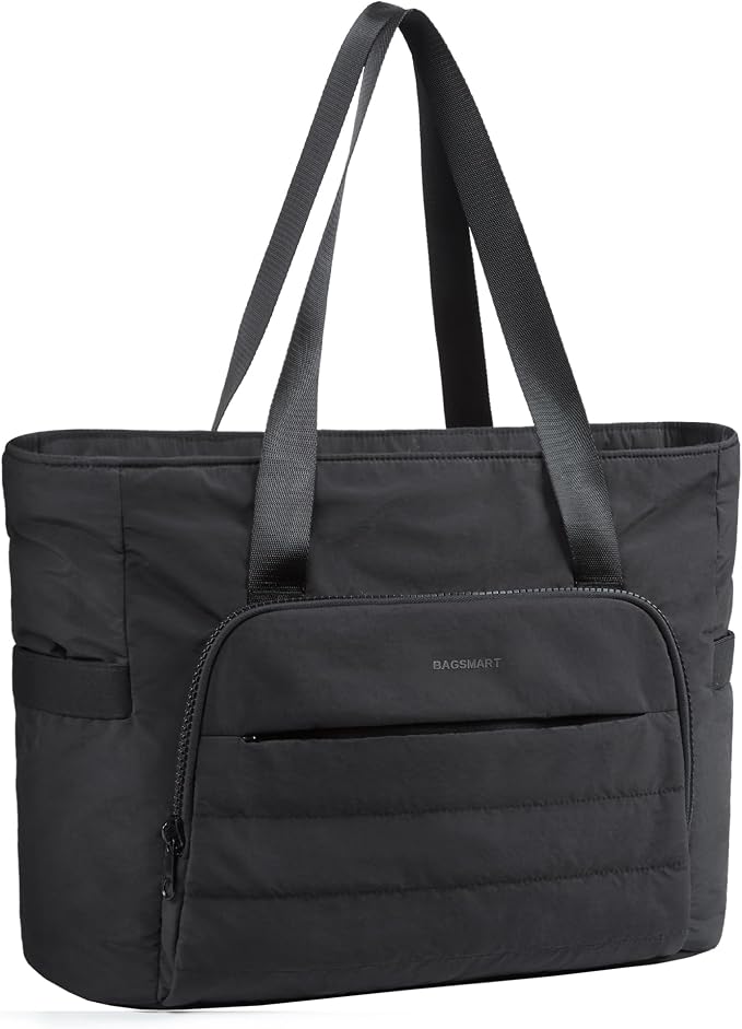 BAGSMART Tote Bag for Women, Lightweight Tote Bag with Yoga Mat Strap | Quilted Handbag for Daily, Work, Gym by BAGSMART