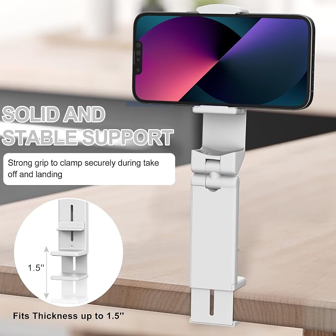 Perilogics Airplane Phone Holder Mount Universal in Flight Hands Free Viewing with Multi-Directional Dual 360 Degree Rotation (White) - Image 7