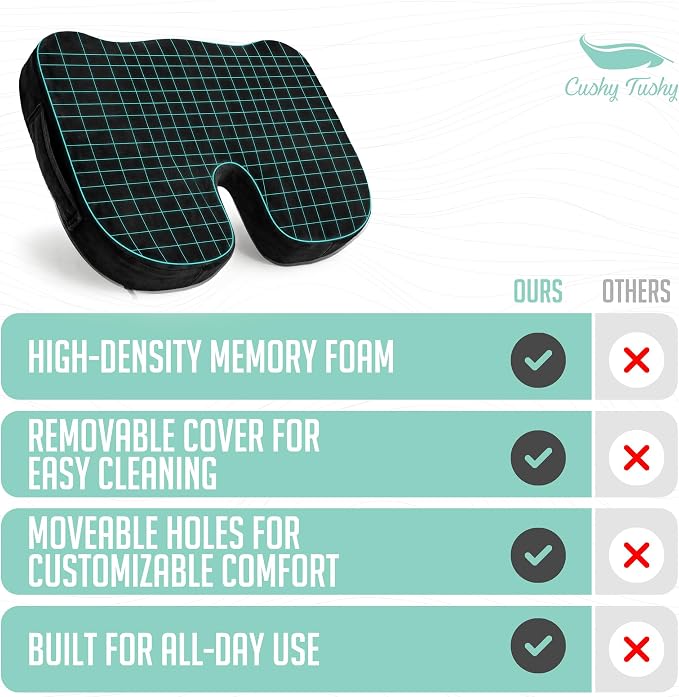 Premium Seat Cushion with Moveable Holes, Customizable Foam – Relief for Lower Back, Sciatic, & Tailbone Pain – Perfect for Driving, Home & Office – Black Fabric Cover - Image 6