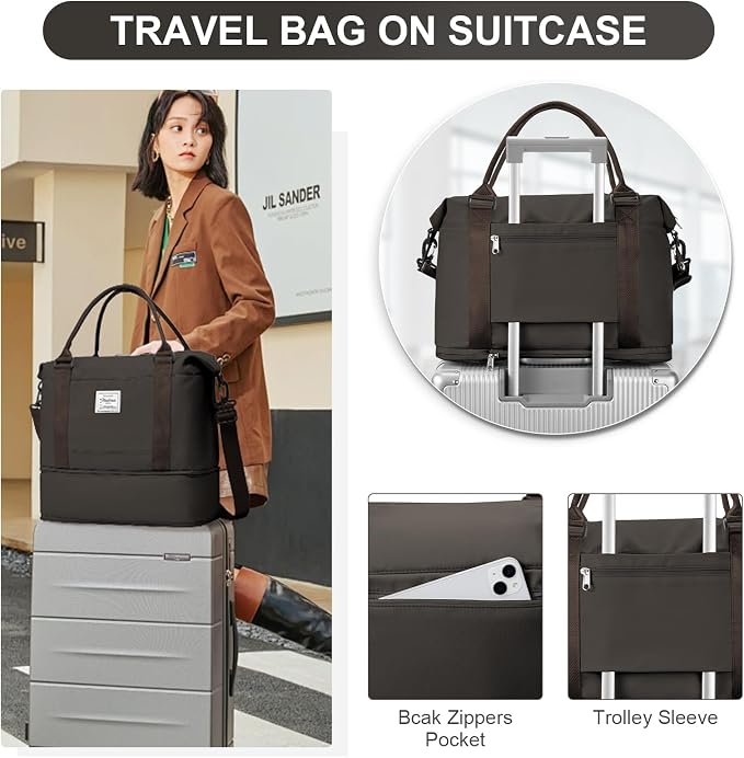 Travel Duffel Bag, Sports Tote Gym Bag, Shoulder Weekender Overnight Bag for Women - Image 2