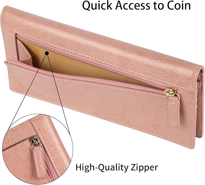 Ultra Slim Thin Leather Women Wallet RFID Blocking Credit Card Holder Bifold Long Ladies Billfold - Image 6