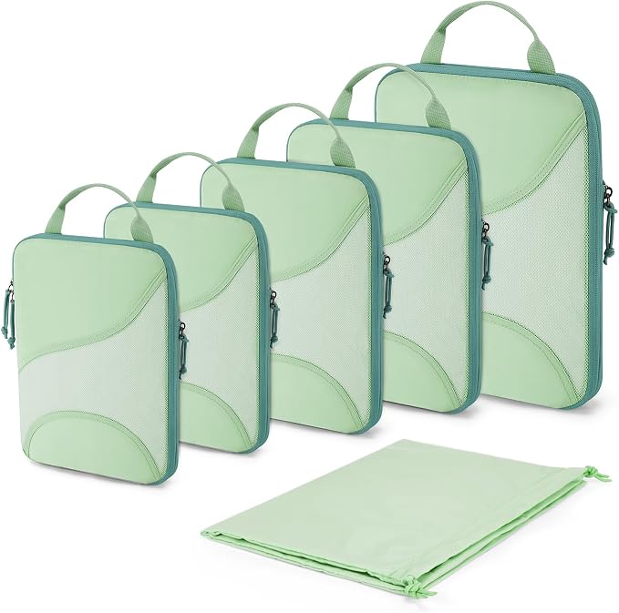 Bagsmart Compression Packing Cubes, Travel Bag Cruise Ship Essentials | Lightweight, Compressible Suitcase Organizer Set fit Standard Carry-On & Checked Luggage, 6 Set, 14 Set Washable Packing Bags by BAGSMART