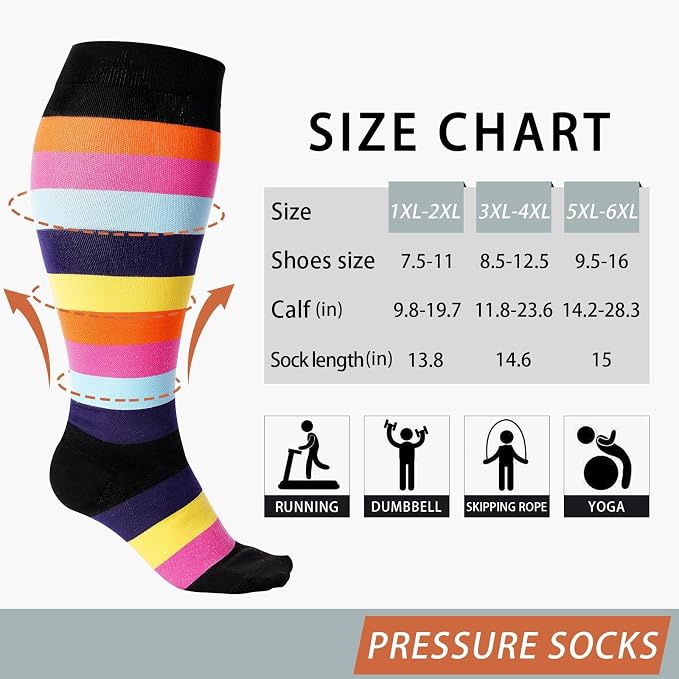 Abodhu Plus Size Compression Socks for Women& Men 15-20mmHg Wide Calf Knee High Socks - Image 4