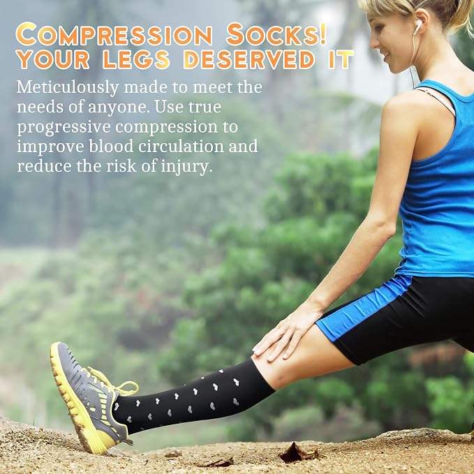 QUXIANG Compression Socks for Women & Men 15-20 mmHg, Best for Medical, Nursing, Running, Athletic, Varicose Veins, Travel - Image 3