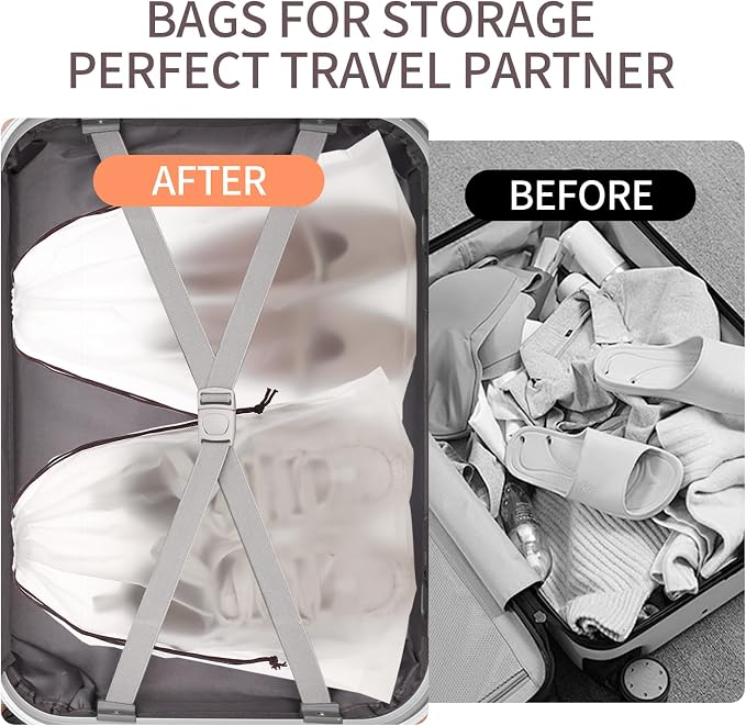20 Pack Shoe Bags - 15.7" x 11.8" Clear Large Waterproof Portable Drawstring Shoe Storage Bags for Packing Travel Essentials - Image 5