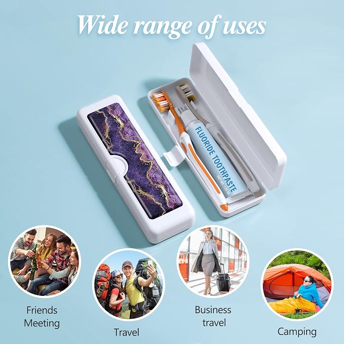 Toothbrush Travel Case - Colorful Pattern, Holder and Covers for Toothbrushes, Includes Tongue Scraper Case - Image 6
