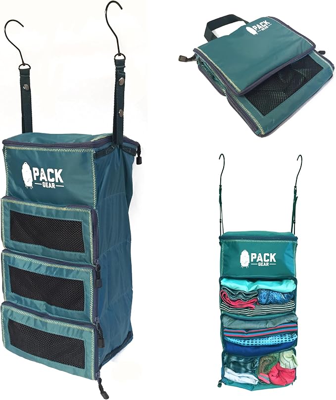 Hanging Carry-On Organizer - Our Standard Hanging Luggage Organizer Fits Any Carry On - Our Packing Cubes For Travel Use Mesh Windows to Make Finding Clothes Easy (Green, S) by PackGear