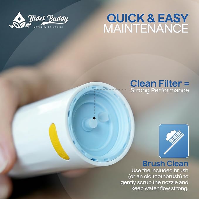 BIDET BUDDY® PureJet Portable Bidet for Travel - 550mL Bottle, Arctic White | Self-Cleaning Retractable Nozzle,IPX7 Waterproof, USB-C Rechargeable, High-Pressure Hygiene Device, Versatile Power Modes - Image 8