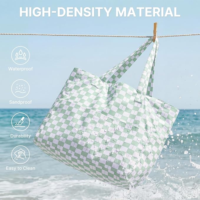G4Free Large Beach Bag Waterproof Sandproof, Zipper Pool Tote for Women | XL Large Capacity, with Wet Compartment, Foldable Packable with A Pouch, for Swim Travel Grocery - Image 6