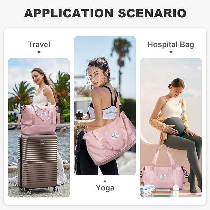 Travel Duffel Bag, Sports Tote Gym Bag, Shoulder Weekender Overnight Bag for Women - Image 3