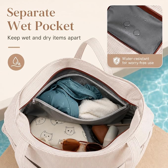Bluboon Beach Bags for Women, Large Waterproof Tote Bag With Wet Compartment for Pool Weekender Travel Gym - Image 6