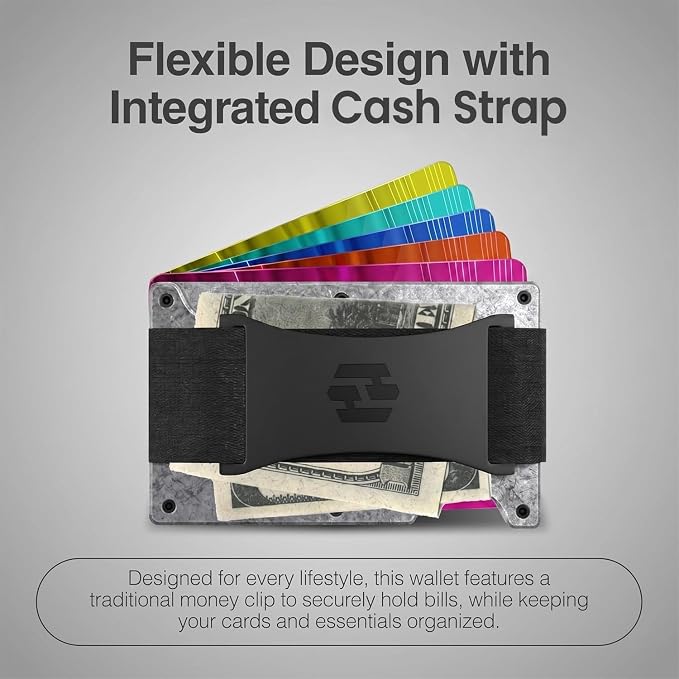 Wallet for Men - Slim RFID Blocking Metal Wallet with Cash Strap, Minimalist Front Pocket Credit Card Holder, Small Mens Wallet - Image 4