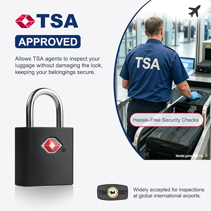 TSA Locks for Luggage with Keys, Travel Luggage Locks TSA Approved 4 Pack, Small Padlock with Key, Keyed Alike Mini Padlock for Suitcase, Backpack, Bag, Zipper, Case, Box, Small Locker - Image 5