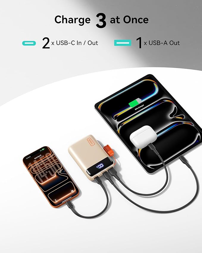 INIU Portable Charger, Smallest 20000mAh 22.5W Fast Charging Power Bank | USB-C Cable, Flight-Safe, Travel Essentials, Flashlight, Battery Pack for iPhone 17 Samsung Xiaomi Google, Mini Size, Beige - Image 5