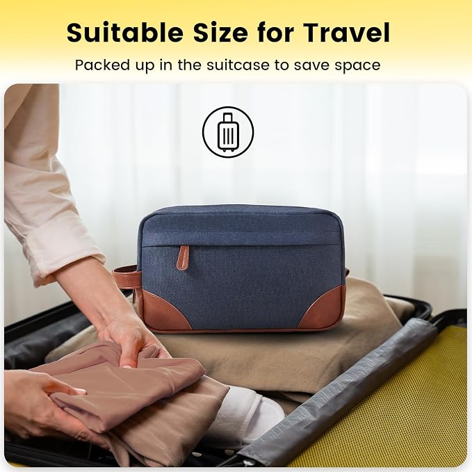 Vorspack Canvas Travel Toiletry Bag for Men, Large, Navy Blue | Water-Resistant Travel Bag for Toiletries, Large Capacity, Organized Compartment, Suitable for Shaving, Grooming, Accessories - Image 7