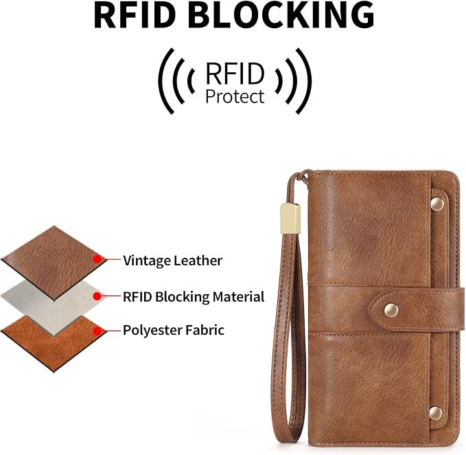 Wallets for Women Trifold Wristlet Wallets Large Capacity RFID Blocking Ladies Purse Credit Card Holder - Image 5